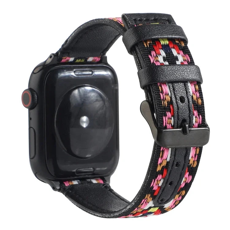 Ethnic Leather Watchband For Apple Watch Series 6 & SE & 5 & 4 44mm / 3 & 2 & 1 42mm, For Apple Watch Series 7 45mm / 6 & SE & 5 & 4 44mm / 3 & 2 & 1 42mm