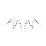 S925 Sterling Silver Simple Style Lines Women Earrings, Lines