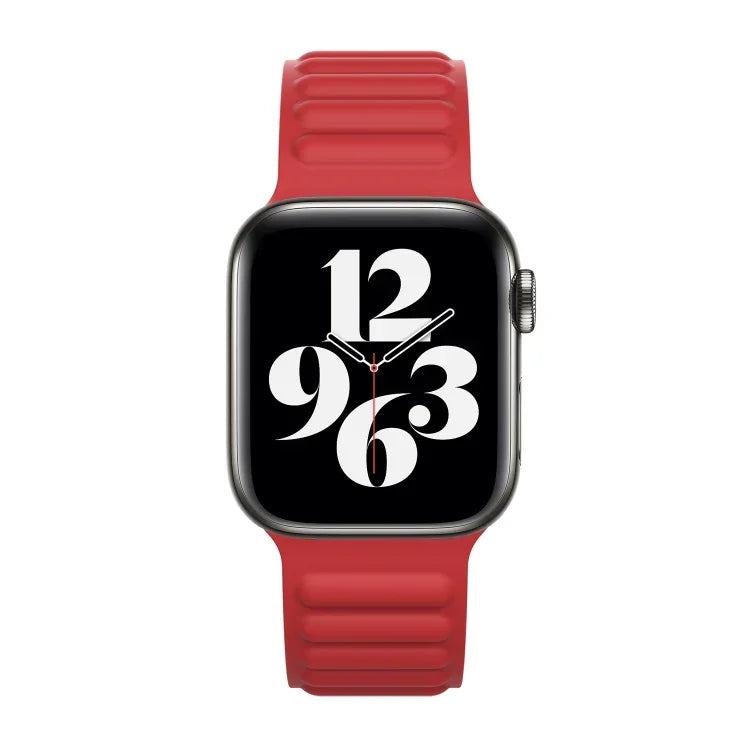 Silicone Magnetic Chain Watchband For Apple Watch Series 6 & SE & 5 & 4 44mm / 3 & 2 & 1 42mm, For Apple Watch Series 7 45mm / 6 & SE & 5 & 4 44mm / 3 & 2 & 1 42mm