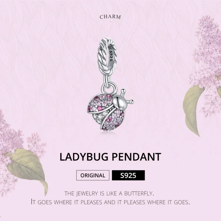 S925 Sterling Silver Ladybug Pendant DIY Bracelet Necklace Accessories, Ladybug