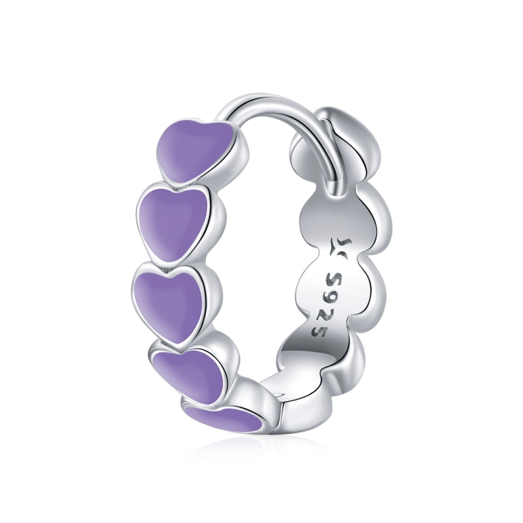S925 Sterling Silver Heart Dripping Oil Women Earrings, Heart(Purple)