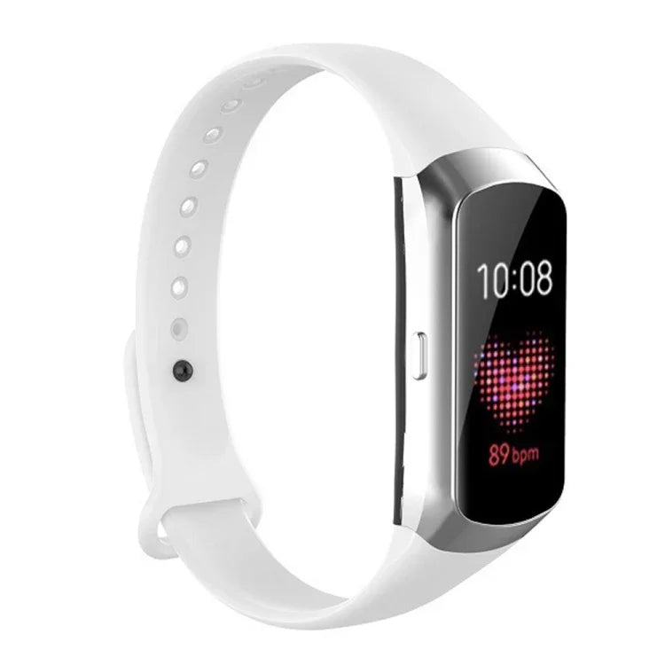 For Samsung Galaxy Fit SM-R370 Silicone Glossy Nail Button Replacement Strap Watchband