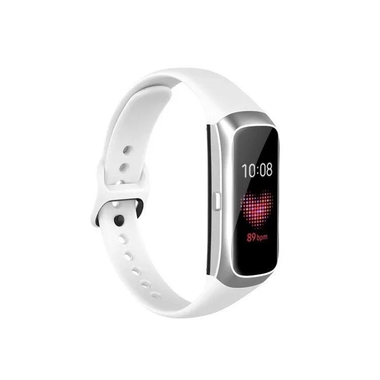 For Samsung Galaxy Fit SM-R370 Silicone Steel Shrapnel Black Buckle Replacement Strap Watchband