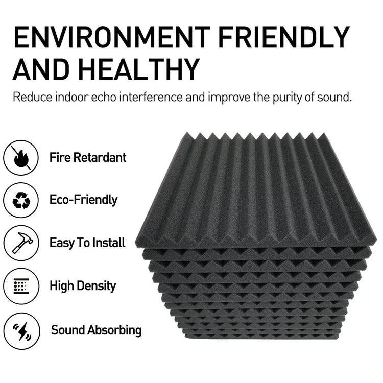30x30x2.5cm Triangular Groove Style Recording Studio Drum Video Room Sound Insulation Board Silencer Cotton, 6 PCS, 10 PCS, 12 PCS, 20 PCS, 24 PCS