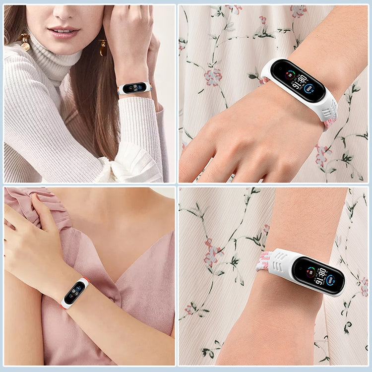 For Xiaomi Mi Band 6 / 5 / 4 / 3 / 2 Universal Silicone Elasticity Weave Replacement Strap Watchband, XL 180mm