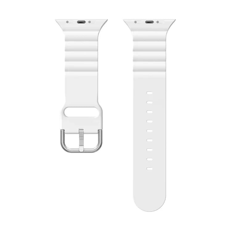 Business B Style Silicone Watch Strap, For Apple Watch Series 7 45mm / 6 & SE & 5 & 4 44mm / 3 & 2 & 1 42mm, For Apple Watch Ultra 49mm / Series 8&7 45mm / SE 2&6&SE&5&4 44mm / 3&2&1 42mm