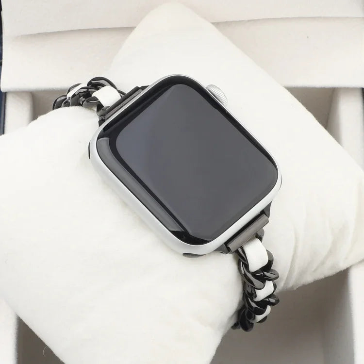 Small Waist Seven Beads Stainless Steel Strap Watchband For Apple Watch Series 6 & SE &, For Apple Watch Ultra 49mm / Series 8&7 45mm / SE 2&6&SE&5&4 44mm / 3&2&1 42mm, For Apple Watch Series 8&7 41mm / SE 2&6&SE&5&4 40mm / 3&2&1 38mm                  ...