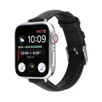 14mm Slim Genuine Leather Strap Watchband For Apple Watch Series, 7 45mm / 6 & SE & 5 & 4 44mm / 3 & 2 & 1 42mm, 7 41mm / 6 & SE & 5 & 4 40mm / 3 & 2 & 1 38mm