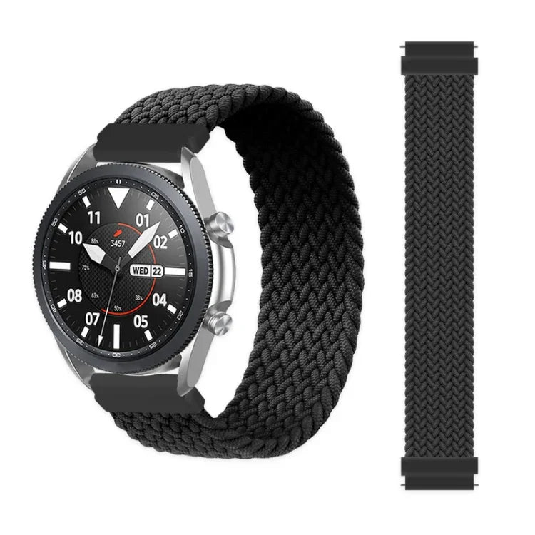 For Samsung Galaxy Watch 3 45mm Adjustable Nylon Braided Elasticity Replacement Strap Watchband, 165mm