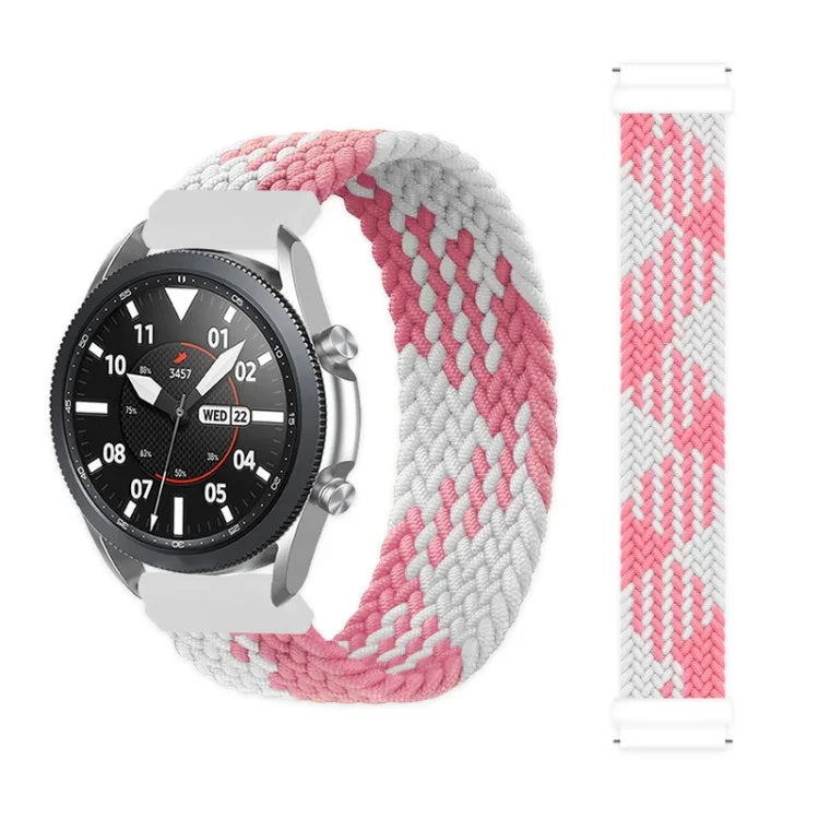 For Samsung Galaxy Watch 3 45mm Adjustable Nylon Braided Elasticity Replacement Strap Watchband, 165mm