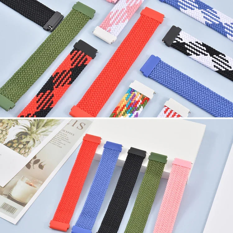 For Samsung Galaxy Watch 3 45mm Adjustable Nylon Braided Elasticity Replacement Strap Watchband, 165mm