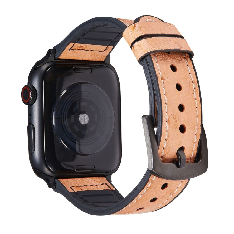 Ostrich Texture Leather Replacement Watchbands For Apple Watch Series, 7 45mm / 6 & SE & 5 & 4 44mm / 3 & 2 & 1 42mm