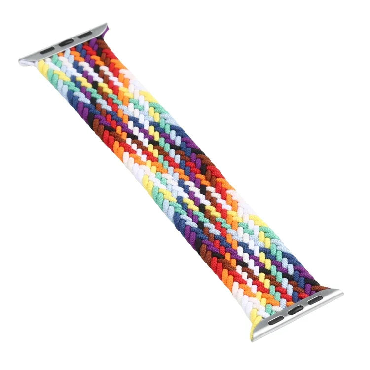 Rainbow Braided Single Loop Replacement Watchbands, Size: S 135mm For Apple Watch Series 6 & SE & 5 & 4 44mm / 3 & 2 & 1 42mm, S 135mm 44mm / 42mm