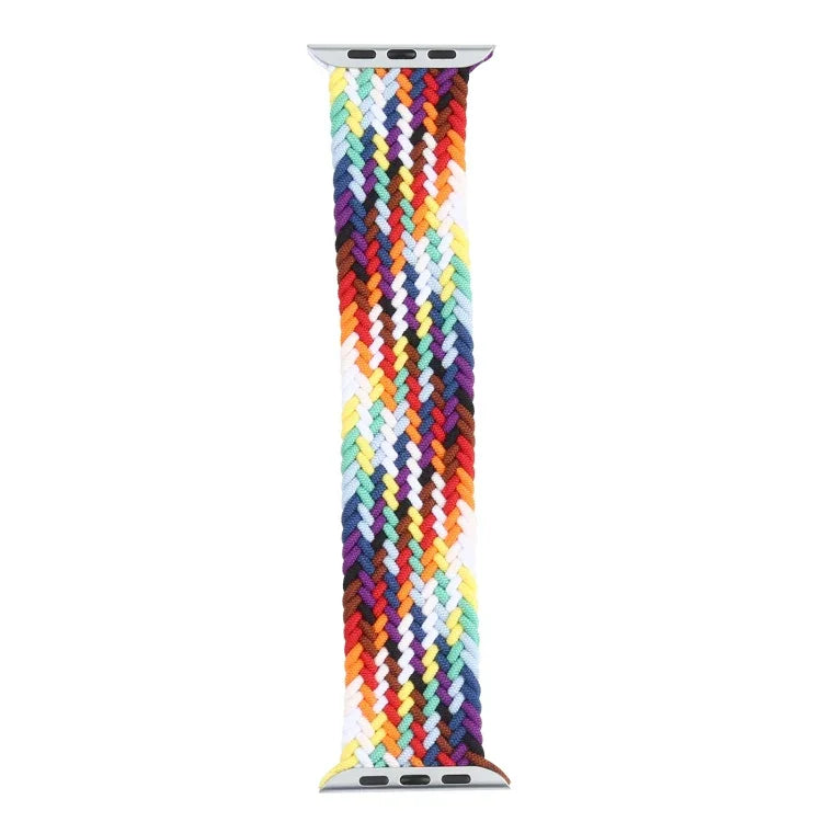 Rainbow Braided Single Loop Replacement Watchbands, Size: L 155mm For Apple Watch Series 6 & SE & 5 & 4 40mm / 3 & 2 & 1 38mm, L 155mm 40mm / 38mm