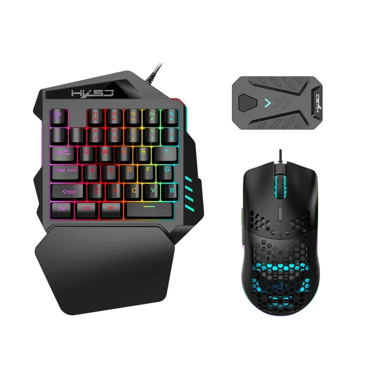 HXSJ V100+A883+P8 One-handed Keyboard + Programming Gaming Mouse + Keyboard Mouse Converter Set, V100+A883+P8