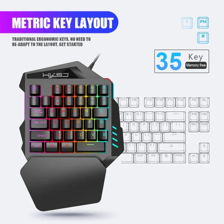 HXSJ V100+J900+P8 One-handed Keyboard + Programming Gaming Mouse + Keyboard Mouse Converter Set, V100+J900+P8