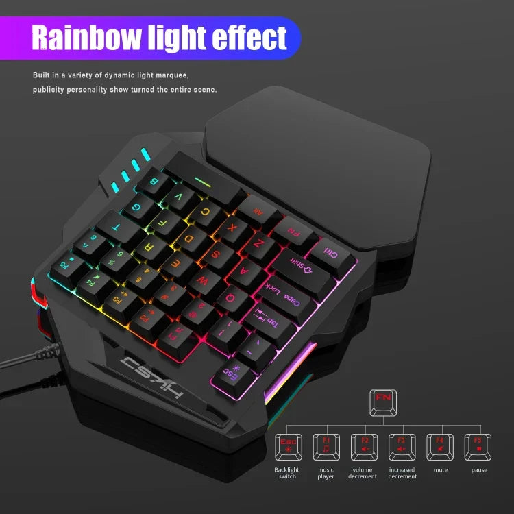 HXSJ V100+J900+P8 One-handed Keyboard + Programming Gaming Mouse + Keyboard Mouse Converter Set, V100+J900+P8