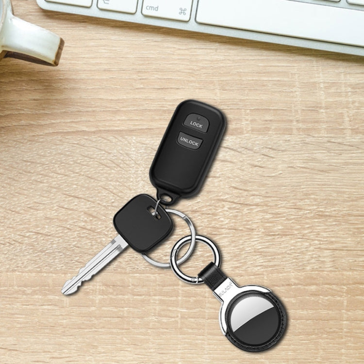 SULADA Leather Protective Cover Case with Switchable Keychain Ring For AirTag 2nd Gen / AirTag 1st Gen