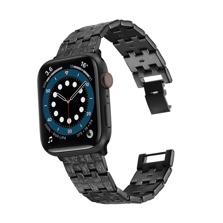 Woven Texture Stainless Steel Replacement Watchband For Apple Watch Series, 7 41mm / 6 & SE & 5 & 4 40mm / 3 & 2 & 1 38mm, 7 45mm / 6 & SE & 5 & 4 44mm / 3 & 2 & 1 42mm