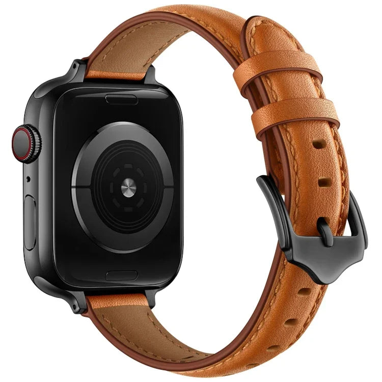 Business Style Leather Replacement Strap Watchband For Apple Watch Series, 7 41mm / 6 & SE & 5 & 4 40mm / 3 & 2 & 1 38mm, 7 45mm / 6 & SE & 5 & 4 44mm / 3 & 2 & 1 42mm