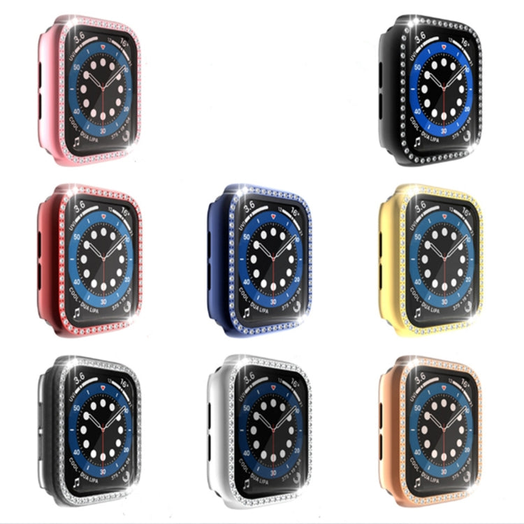 Electroplating PC Single Row Diamond Protective Case with Tempered Glass Film For Apple Watch Series, For Apple Watch Series 6 / 5 / 4 / Watch SE 40mm, For Apple Watch Series 6 / 5 / 4 / Watch SE 44mm