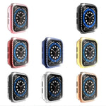 Electroplating PC Single Row Diamond Protective Case with Tempered Glass Film For Apple Watch Series, 3 & 2 & 1 38mm, 3 & 2 & 1 42mm