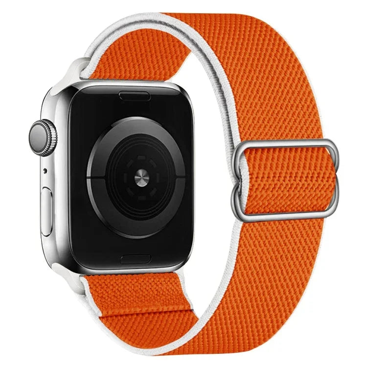 High Elastic Nylon Replacement Watchband For Apple Watch Series, 7 41mm / 6 & SE & 5 & 4 40mm / 3 & 2 & 1 38mm, 7 45mm / 6 & SE & 5 & 4 44mm / 3 & 2 & 1 42mm