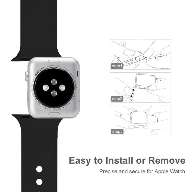 Double Nail Silicone Replacement Strap Watchband For Apple Watch Series, 7 45mm / 6 & SE & 5 & 4 44mm / 3 & 2 & 1 42mm, 7 41mm / 6 & SE & 5 & 4 40mm / 3 & 2 & 1 38mm