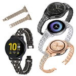 For Samsung Smart Watch Double Rows Diamond Steel Replacement Strap Watchband, 22mm