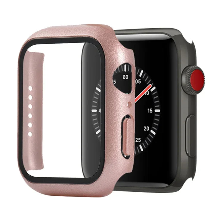 Shockproof PC+Tempered Glass Protective Case with Packed Carton For Apple Watch 44mm(Orange), For Apple Watch Series 6 / 5 / 4 / Watch SE 40mm, For Apple Watch Series 3 & 2 & 1 38mm