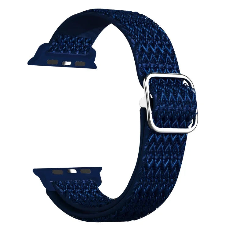 Adjustable Rhombic Texture Elastic Replacement Strap Watchband For Apple Watch Series, 7 41mm / 6 & SE & 5 & 4 40mm / 3 & 2 & 1 38mm, 7 45mm / 6 & SE & 5 & 4 44mm / 3 & 2 & 1 42mm