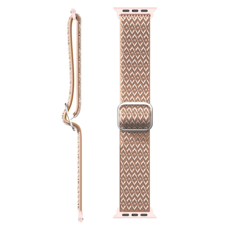 Adjustable Rhombic Texture Elastic Replacement Strap Watchband For Apple Watch Series, 7 45mm / 6 & SE & 5 & 4 44mm / 3 & 2 & 1 42mm, 7 41mm / 6 & SE & 5 & 4 40mm / 3 & 2 & 1 38mm