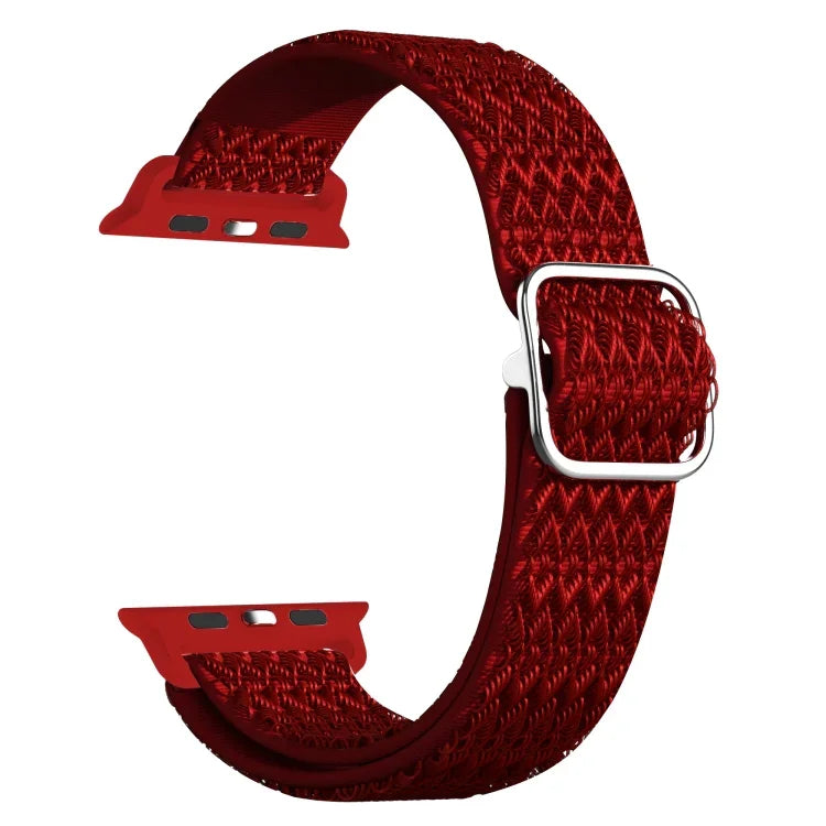 Adjustable Rhombic Texture Elastic Replacement Strap Watchband For Apple Watch Series, 7 41mm / 6 & SE & 5 & 4 40mm / 3 & 2 & 1 38mm, 7 45mm / 6 & SE & 5 & 4 44mm / 3 & 2 & 1 42mm