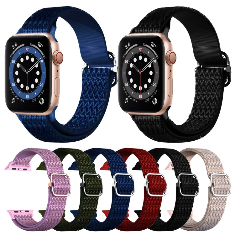 Adjustable Rhombic Texture Elastic Replacement Strap Watchband For Apple Watch Series, 7 45mm / 6 & SE & 5 & 4 44mm / 3 & 2 & 1 42mm, 7 41mm / 6 & SE & 5 & 4 40mm / 3 & 2 & 1 38mm