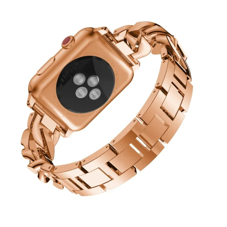 Single Row Denim Diamond Alloy Watchband, For Apple Watch Series 8&7 41mm / SE 2&6&SE&5&4 40mm / 3&2&1 38mm, For Apple Watch Series 8&7 45mm / SE 2&6&SE&5&4 44mm / 3&2&1 42mm
