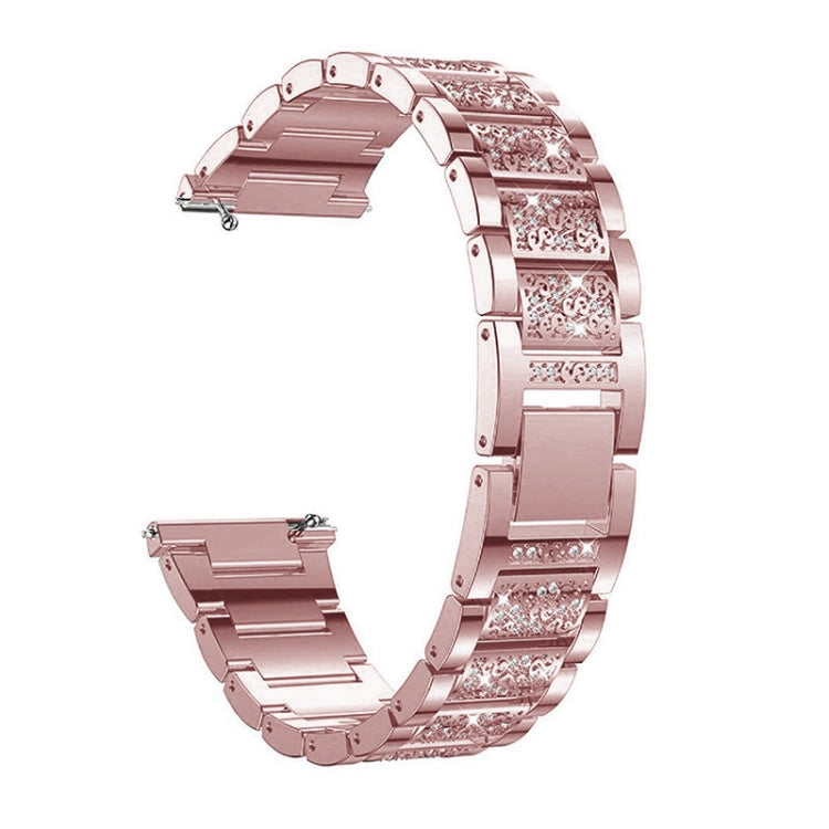 22mm Universal Three-beads Diamond Steel Replacement Strap Watchband, 22mm