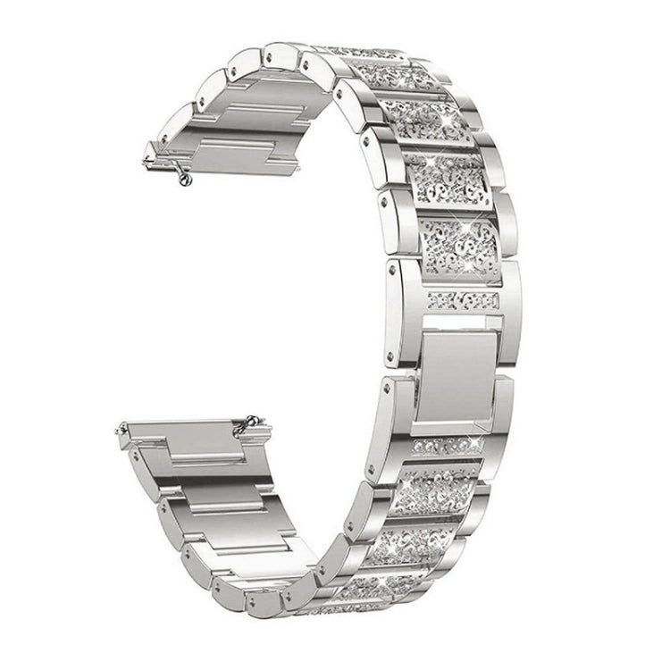 22mm Universal Three-beads Diamond Steel Replacement Strap Watchband, 22mm