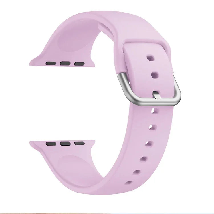 Single-color Silicone Buckle Replacement Strap Watchband For Apple Watch Series, 7 41mm / 6 & SE & 5 & 4 40mm / 3 & 2 & 1 38mm, 7 45mm / 6 & SE & 5 & 4 44mm / 3 & 2 & 1 42mm