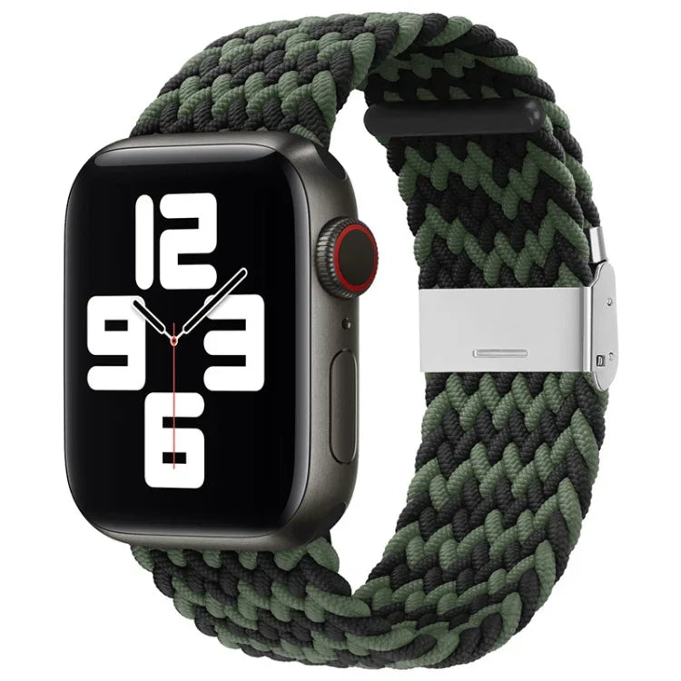 Nylon Braid One Buckle Replacement Watchband For Apple Watch Series, 7 41mm / 6&SE&5&4 40mm / 3&2&1 38mm