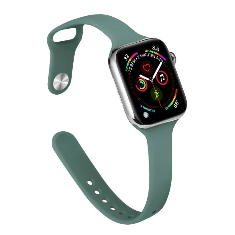 Slimming Silicone Replacement Watchband For Apple Watch Series, 7 45mm / 6&SE&5&4 44mm / 3&2&1 42mm