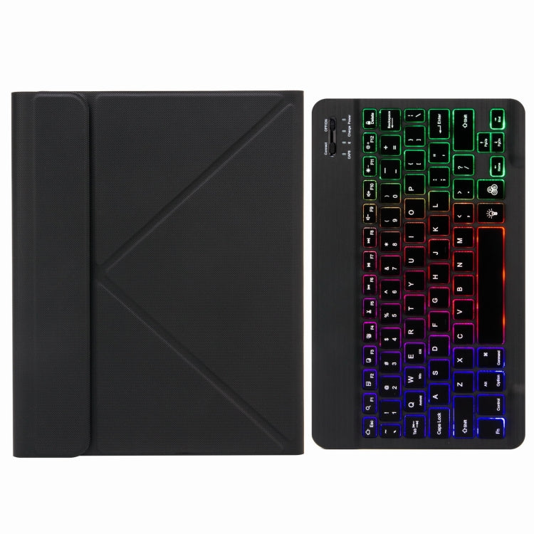 H-102S3 Tri-color Backlight Bluetooth Keyboard Leather Case with Rear Three-fold Holder, For iPad 10.2 2020 & 2019 / Pro 10.5 inch, For iPad 9.7 2018 & 2017