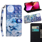 3D Painting Pattern Coloured Drawing Leather Phone Case, For iPhone 13 Pro Max, For iPhone 13 Pro, For iPhone 13, For iPhone 13 mini
