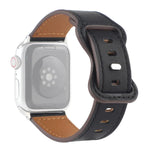 Crazy Horse Leather Butterfly Buckle Watchband For Apple Watch Series, 7 41mm / 6&SE&5&4 40mm / 3&2&1 38mm, 7 45mm / 6&SE&5&4 44mm / 3&2&1 42mm