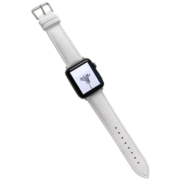 Glossy Leather Watchband For Apple Watch Series, 7 41mm / 6&SE&5&4 40mm / 3&2&1 38mm, 7 45mm / 6&SE&5&4 44mm / 3&2&1 42mm