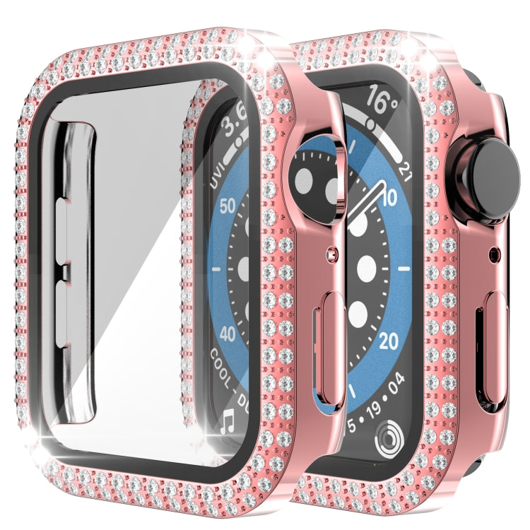 Double-Row Diamond PC+Tempered Glass Watch Case For Apple Watch Series, 3&2&1 38mm, 3&2&1 42mm
