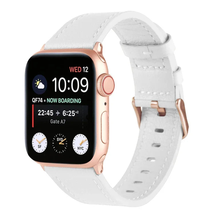 Small Waist Genuine Leather Watchband For Apple Watch Series, 7 41mm / 6&SE&5&4 40mm / 3&2&1 38mm, 7 45mm / 6&SE&5&4 44mm / 3&2&1 42mm