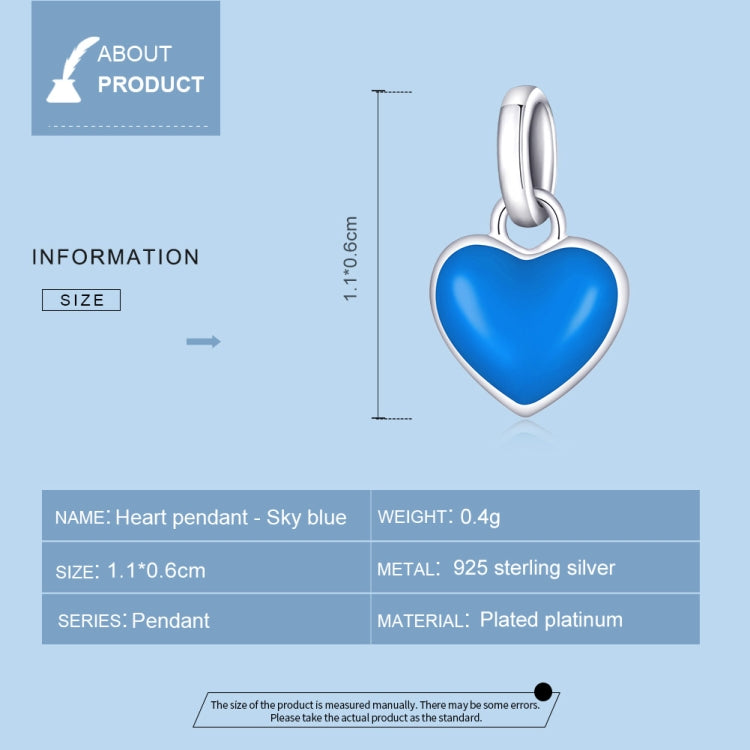 S925 Sterling Silver Heart Pendant DIY Bracelet Necklace Accessories, Heart Pendant (Yellow), Heart Pendant (Blue), Heart Pendant (Pink), Heart Pendant (Purple)