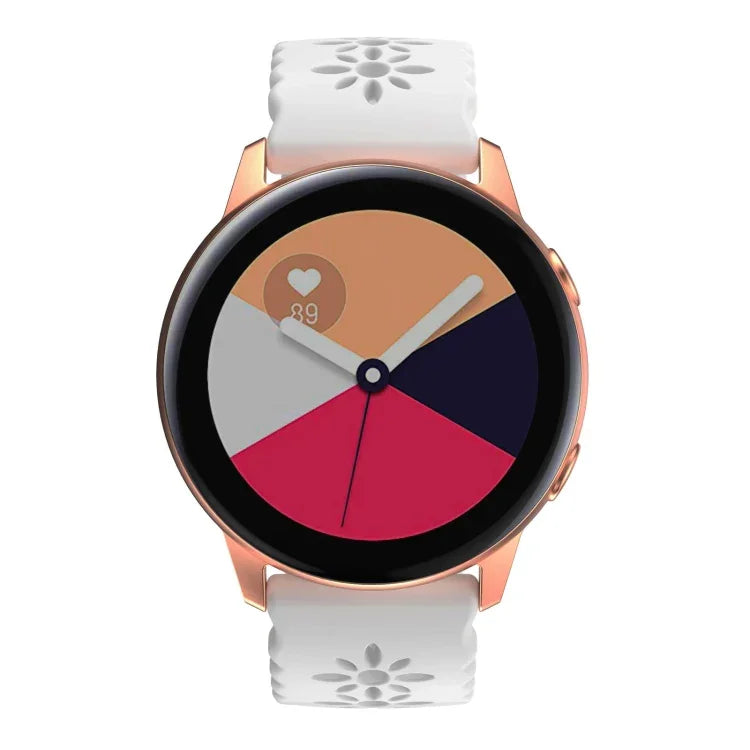 Plum Blossom Hollowed Silicone Watch Band, For Samsung Galaxy Watch4 40/44mm, For Samsung Galaxy Watch4 Classic 42/46mm