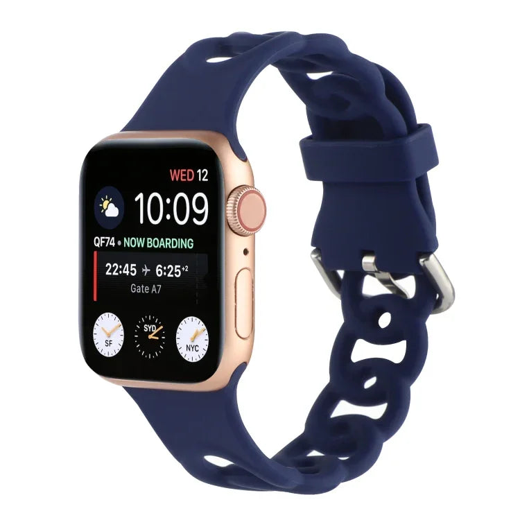 Hollow Silicone Watch Band For Apple Watch Series, 7 41mm / 6&SE&5&4 40mm / 3&2&1 38mm, 7 45mm / 6&SE&5&4 44mm / 3&2&1 42mm