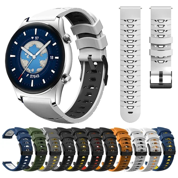 Trapezoidal Three-row Hole Silicone Watch Band, For Samsung Galaxy Watch 4 / Watch4 Classic, For Samsung Galaxy Watch 42mm, For Samsung Galaxy Watch 46mm, For Samsung Galaxy Watch Active